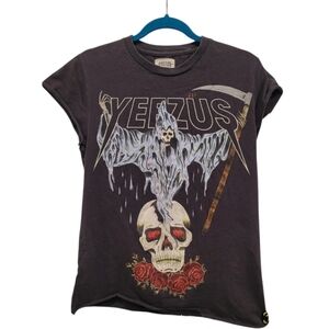 Rare Kanye West Yeezus Grim Reaper 2013 Tour Graphic Distressed T-Shirt - S